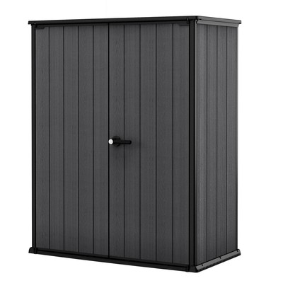 Outdoor Storage Utility Shed Tall Patio Garden Vertical Resin Tool Cabinet Box