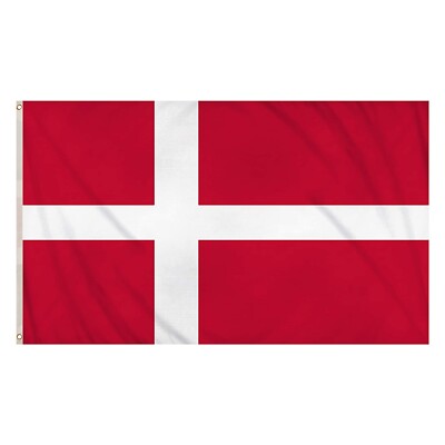 LARGE 5FT X 3FT DENMARK FLAG UK DANISH NATIONAL BANNER COLOUR WITH BRASS EYELETS