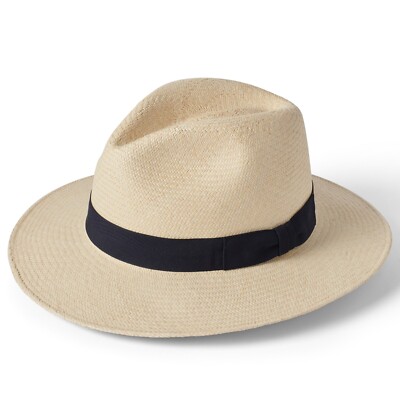Downbrim Panama Chapeau - Véritable Toquilla Paille En Naturel,Javel -