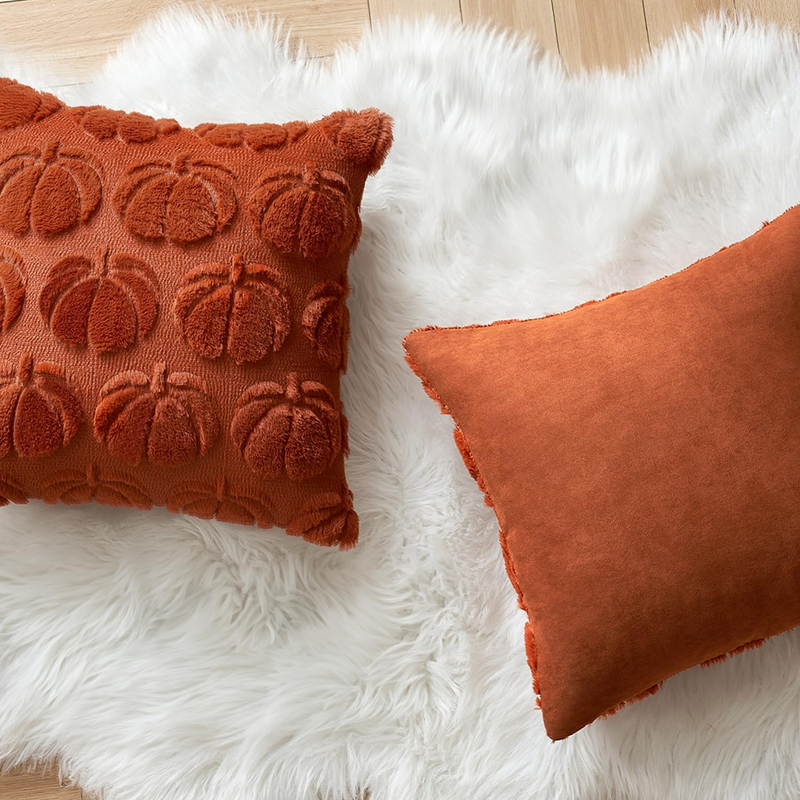 Fall Throw Pillow Covers 18 x 18 Decorative Pumpkin Pattern Pillow Covers Soft P