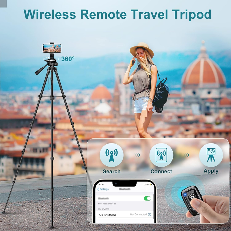 Camera Tripod, 68" Phone Tripod Stand for Camera Photo Video, Travel Floor Tripo
