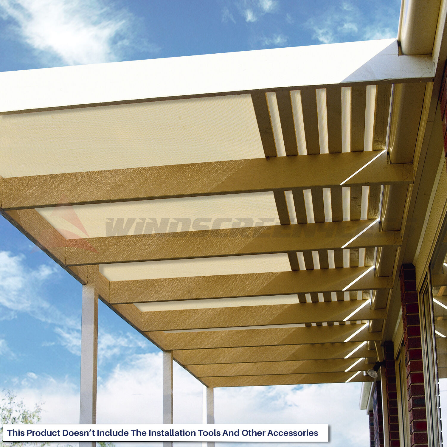 8 FT Fabric Roll Privacy Fence Screen Beige UV Block Yard Patio Sun Shade Cloth