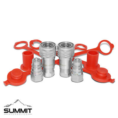 2 Sets of 3/8'' SAE (9/16''-18) Ag Hydraulic Quick Connect Pioneer Style Couplers