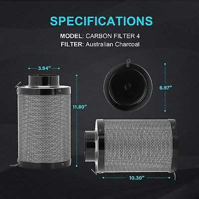 iPower Air Carbon Filter Odor Control for Inline Duct Fan Grow Tent Grow Tent