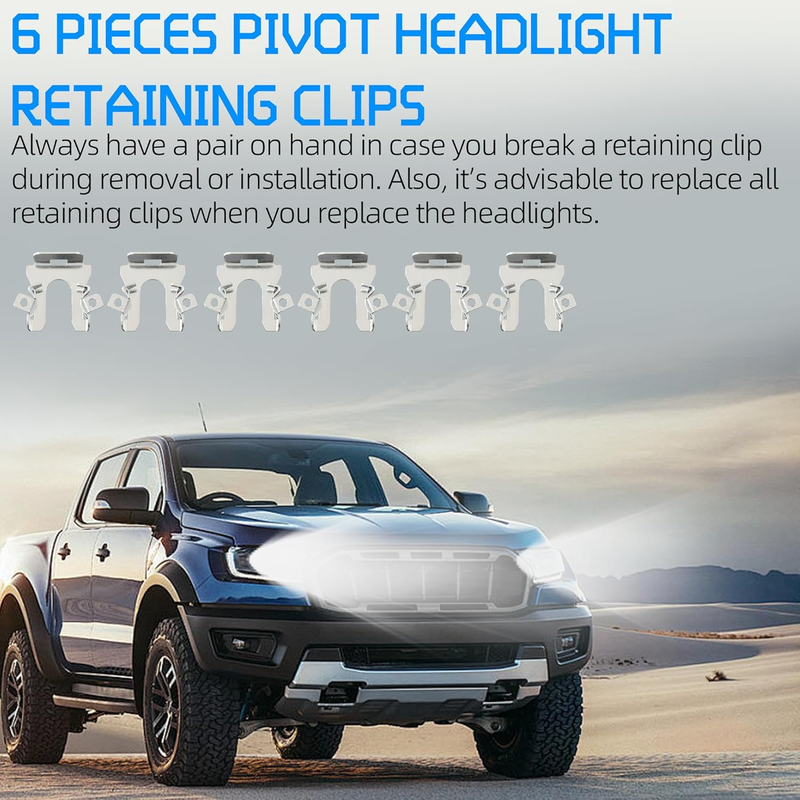 (6-Pack) Exact Replacement Pivot Headlight Retaining Clips Compatible ...