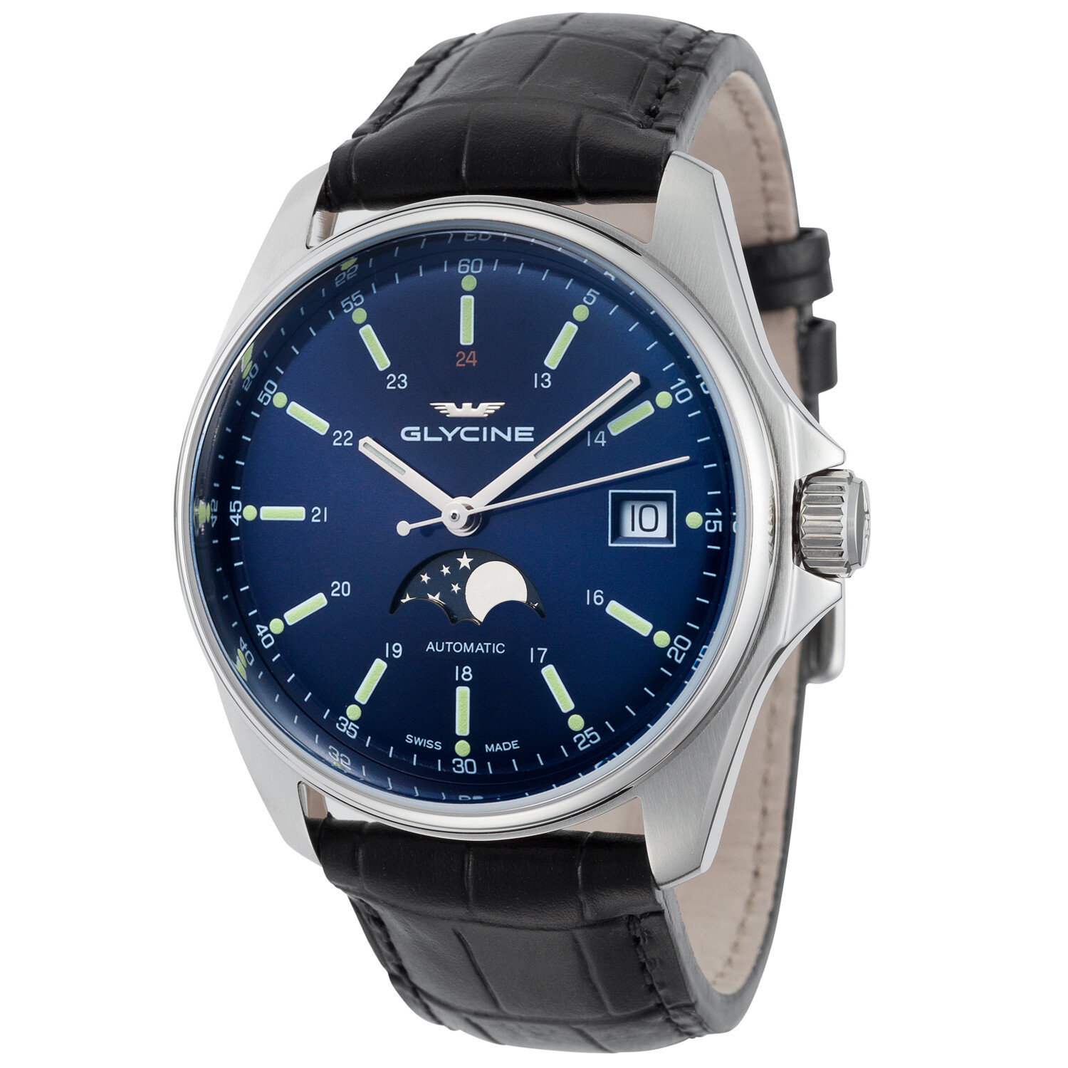 Glycine Men's 3948.181.LBK9 Combat Classic Moonphase Automatic 40mm