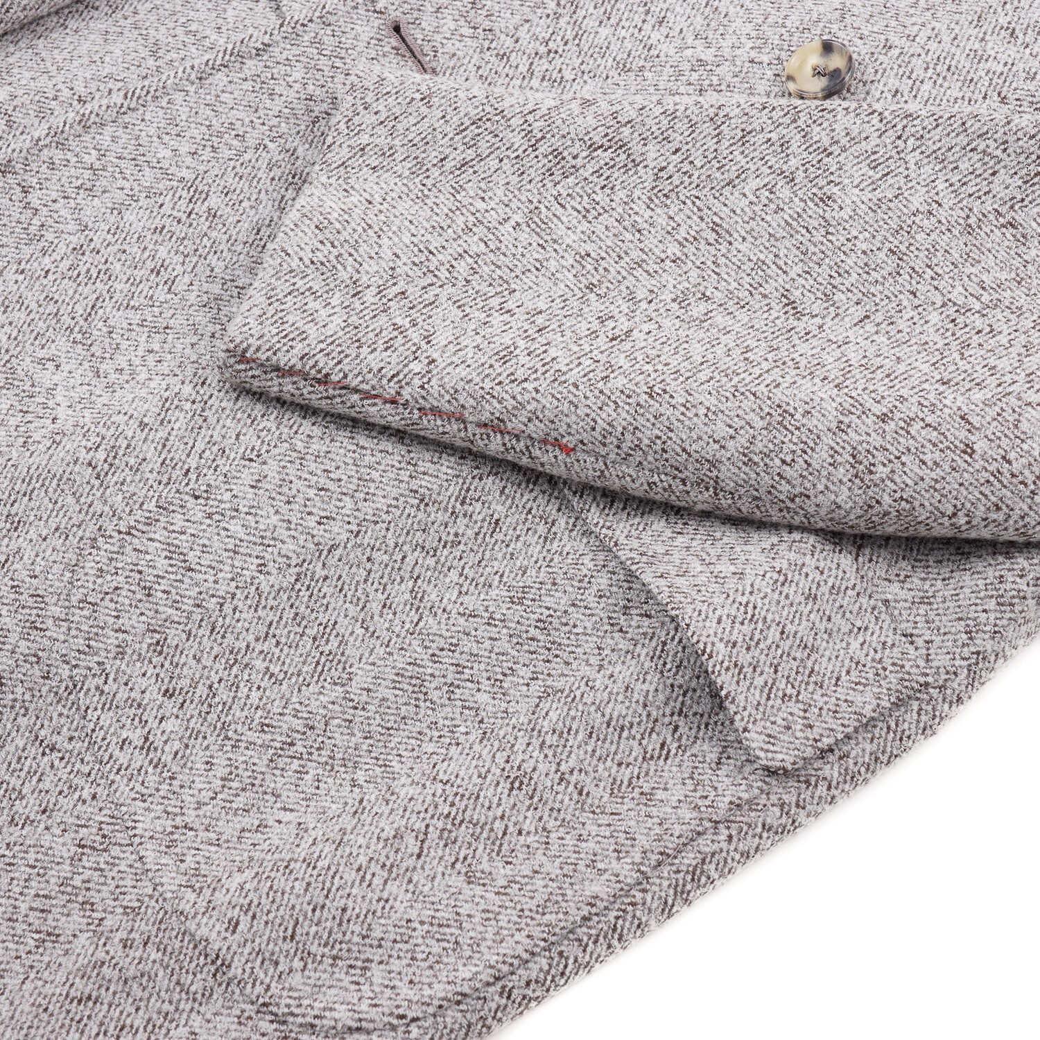 Pre-owned Isaia Slim-fit Light Gray Herringbone Patterned Wool Overcoat 38r (eu 48)