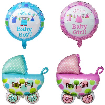 Folien Luftballon Kinderwagen / rund Ballon Geburt Baby Shower Party - wählbar