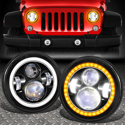 NUVISION ДЛЯ 07-18 WRANGLER H6024 7 СВЕТОДИОДНЫХ ФАР С ПРОЕКТОРОМ HALO ANGEL EYES