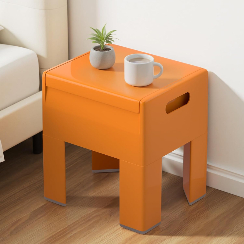 Stylish Orange Nightstand - Compact Multifunctional Side Table