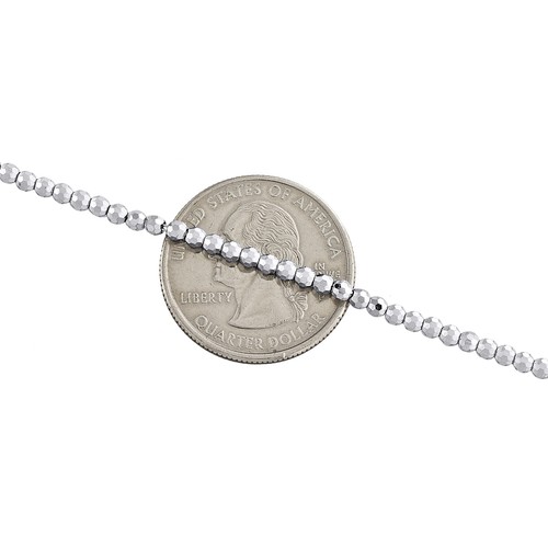 Pre-owned Jfl Diamonds & Timepieces 14k White Gold 2.50mm Diamond Cut Textured 3d Moon Cut Bead Link Bracelet 7.50"