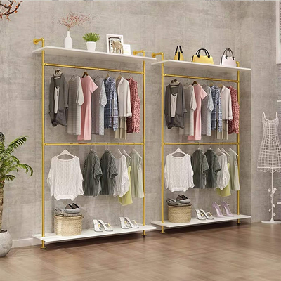 Modern Simple Industrial Pipe Double Hanging Rods Clothing Rack