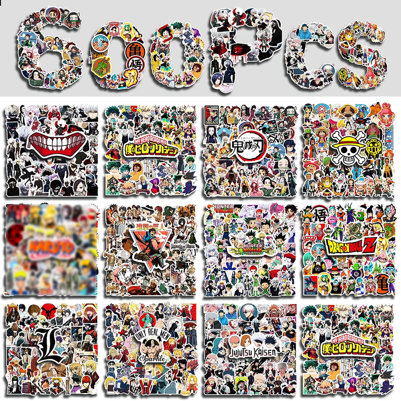 Anime Stickers 600Pcs Mixed W/ Classic Anime Theme Sticker Pack Vinyl Waterproof