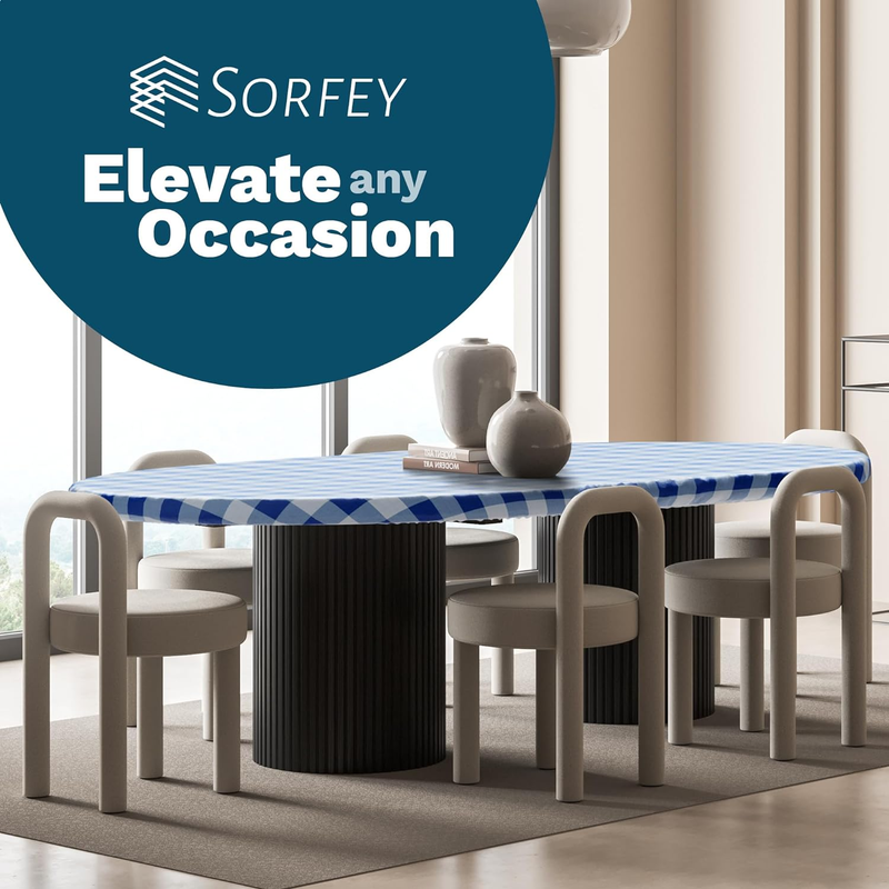 Tablecover -Fitted with Elastic, Vinyl with Flannel Back, Fits for Table 48" W X