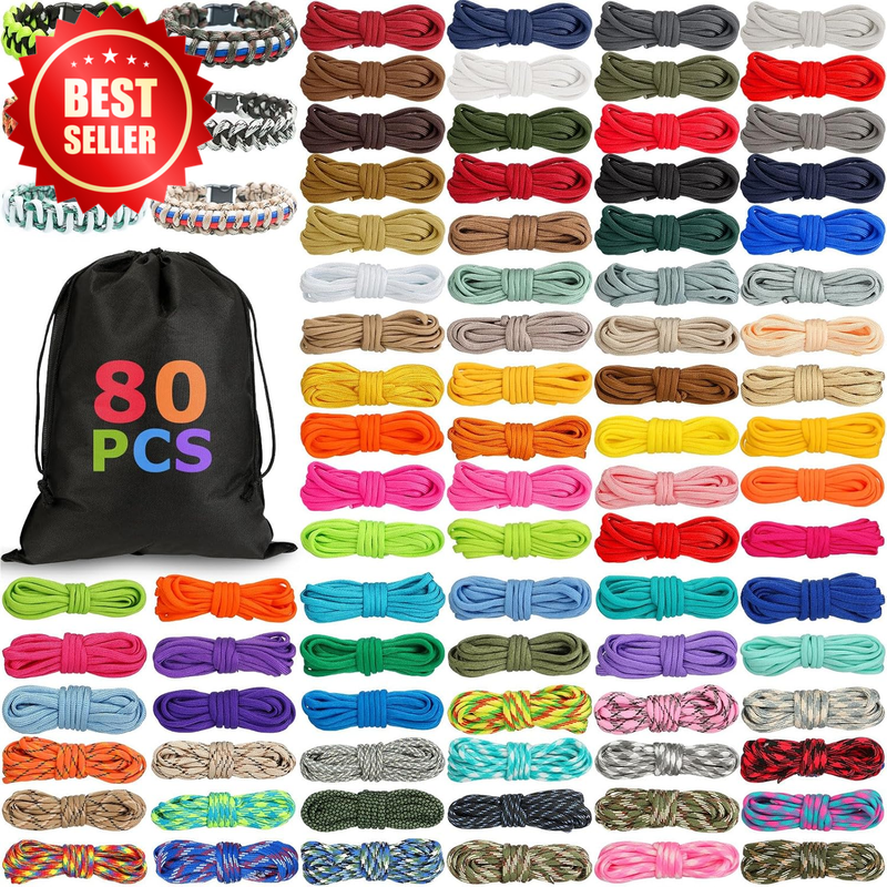 80 Pcs Paracord 550 Cord 10FT Kit Bracelet Lanyard Dog Collar DIY Craft US