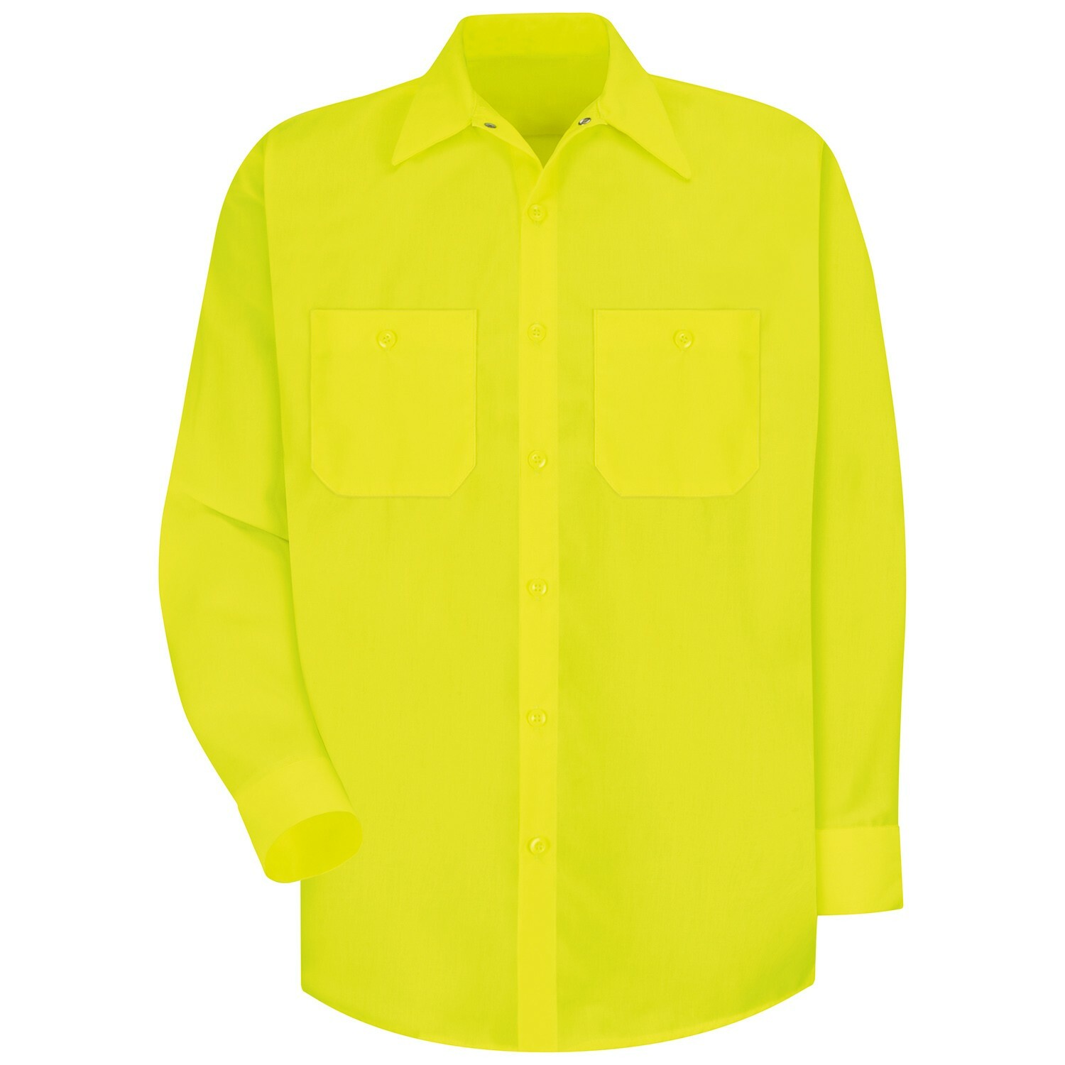 Red Kap Men's Enhanced Visibility Industrial Work Shirt Fluorescent Neon Uniform
