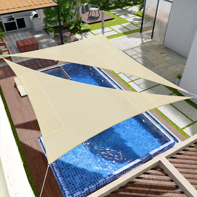 Outdoor Right Triangle Sun Shade Sail Canopy Shelter Cover for Garden Yard Beige