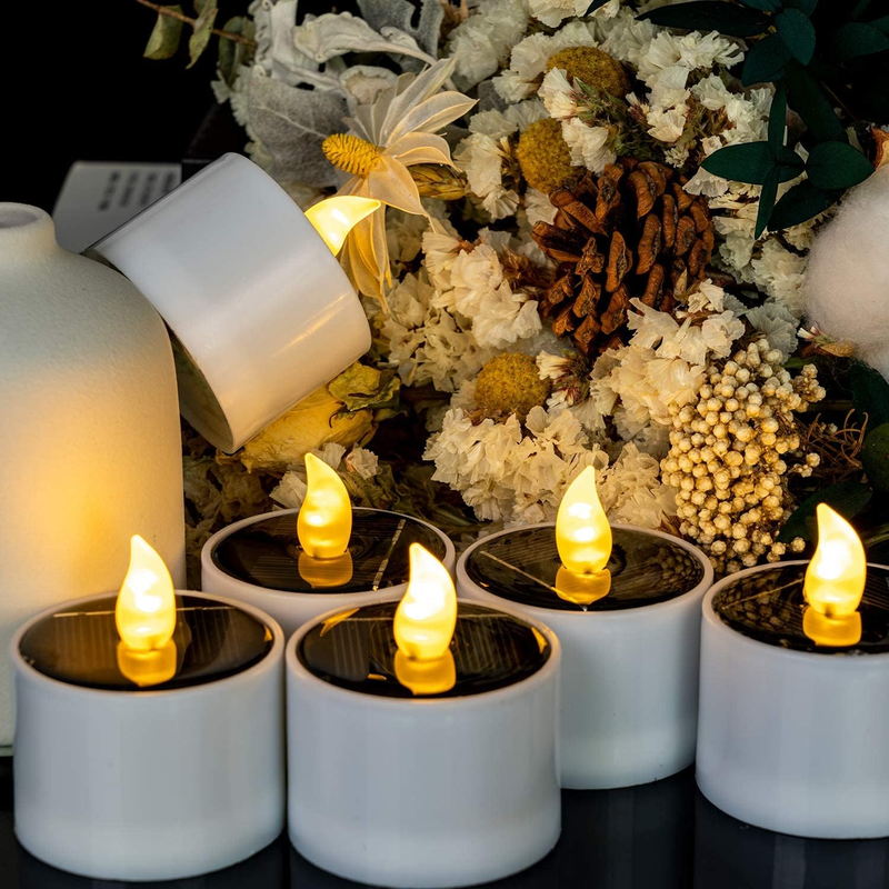 Solar Candles Outdoor Waterproof, Dusk to Dawn Outdoor Lighting, Reusable LED Te