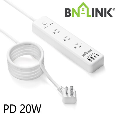 BN-LINK 1875W Surge Protected Power Strip with PD 20W Fast Charging USB-C 6.6 FT