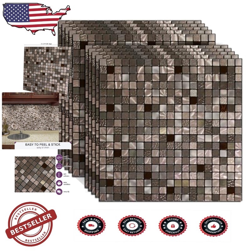 DIY 3D Aluminum Peel and Stick Tiles - 10 Sheets