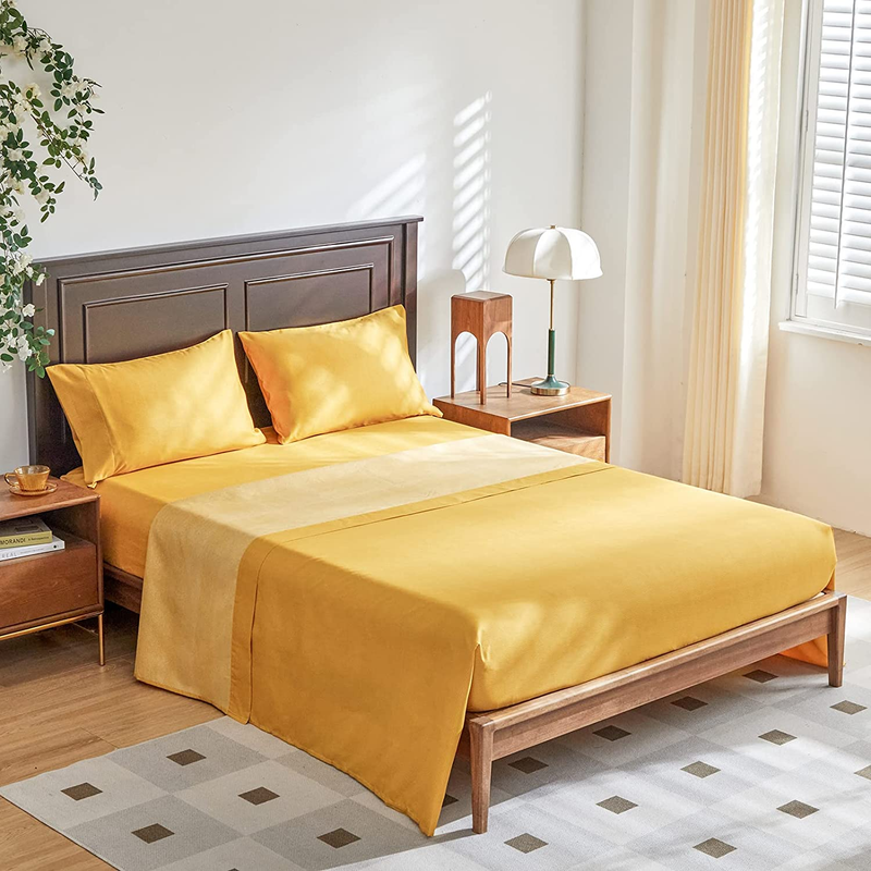 Yellow Comforter Sheet Set Floral Bed in a Bag 7 Pieces King Size Orange Flowers