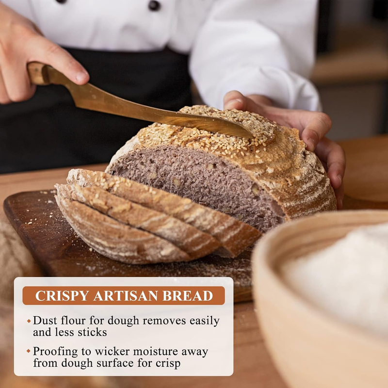 Bread Proofing Basket 9 Inch: Set of 2 Round Banneton Sourdough Proofing Bowls f