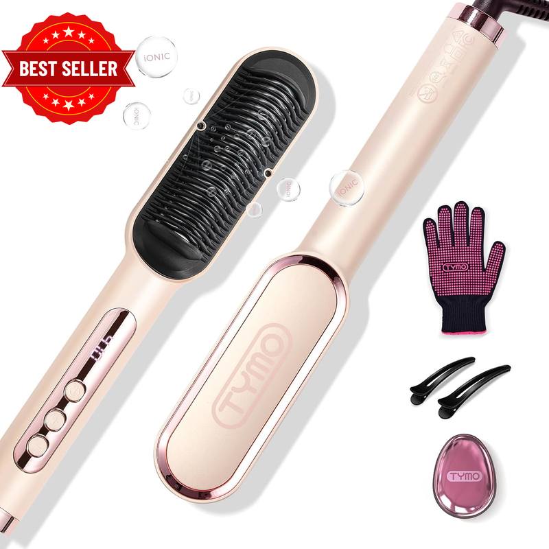 Ring plus Hair Straightener Brush, Ionic Straightening Brush & Hair Iron 2-In-1 
