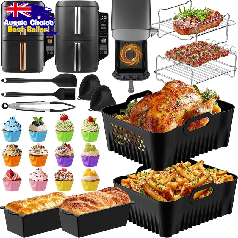 Silicone Moulds for Ninja Air Fryer XL 9.5L, 2-Pack Baking Inserts