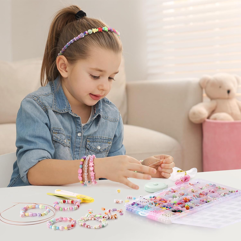 Bracelet Making Kit for Girls, 780 Pcs 32 Types Beads for Bracelets Necklaces He