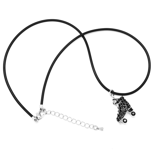 Boosin Kids Girls Pink & Silvertone Two Sided Skating Pave Ice Skate Pendant