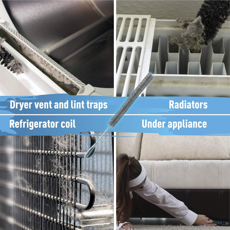 30 Inch Heavy-Duty Flexible Clothes Dryer Vent Cleaner & Refrigerator Coil Brush