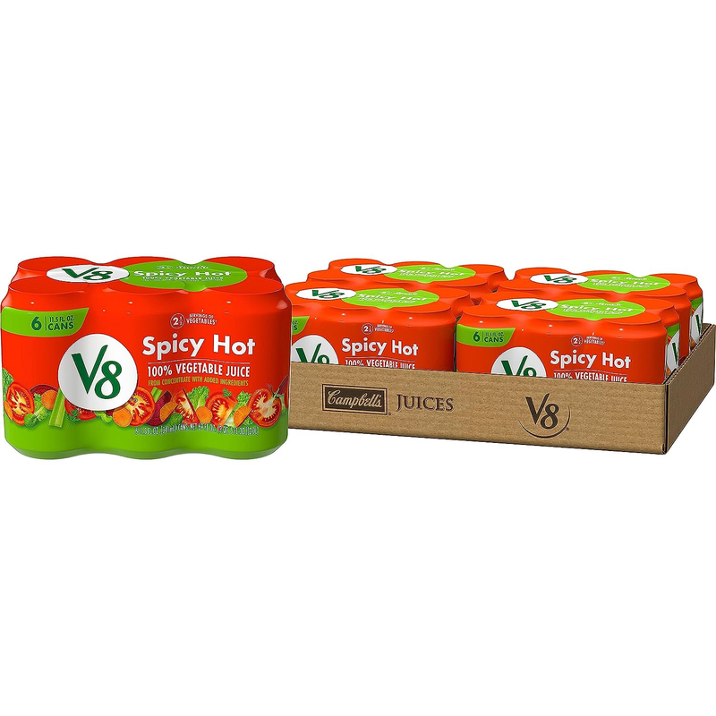 V8 Spicy Hot 100% Vegetable Juice, 11.5 Fl Oz Can (4 Cases o
