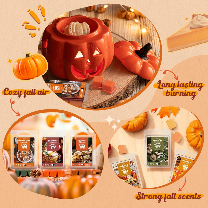 Fall Scented Wax Melts, Strong Scented Autumn Soy Wax Cubes/Tarts Variety Gift S