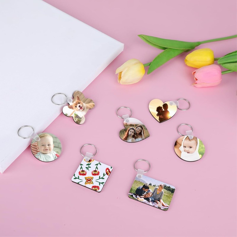 135Pcs Sublimation Keychain Blanks BulkMdf Keychain Double Sided Heat Transfer