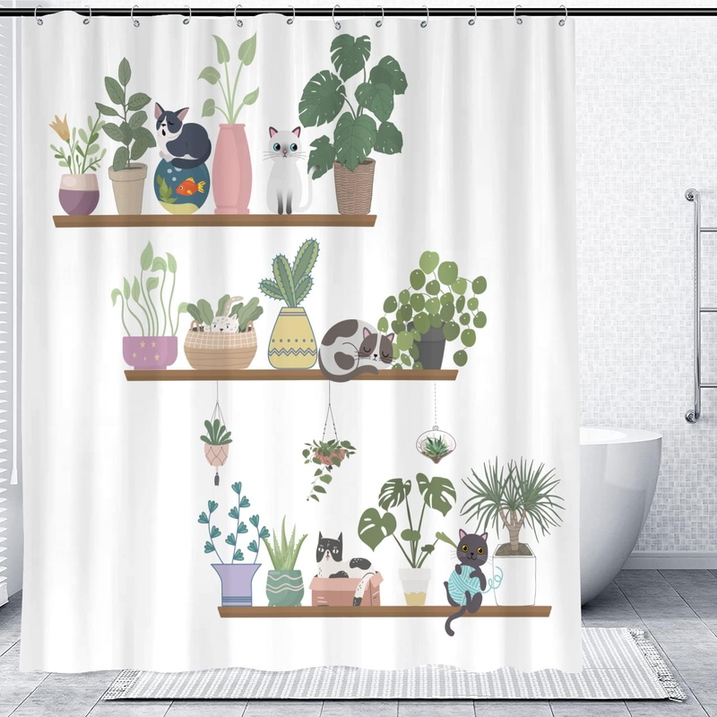 Funny Fabric Curtains For Bathroom, And Cactus Succulent