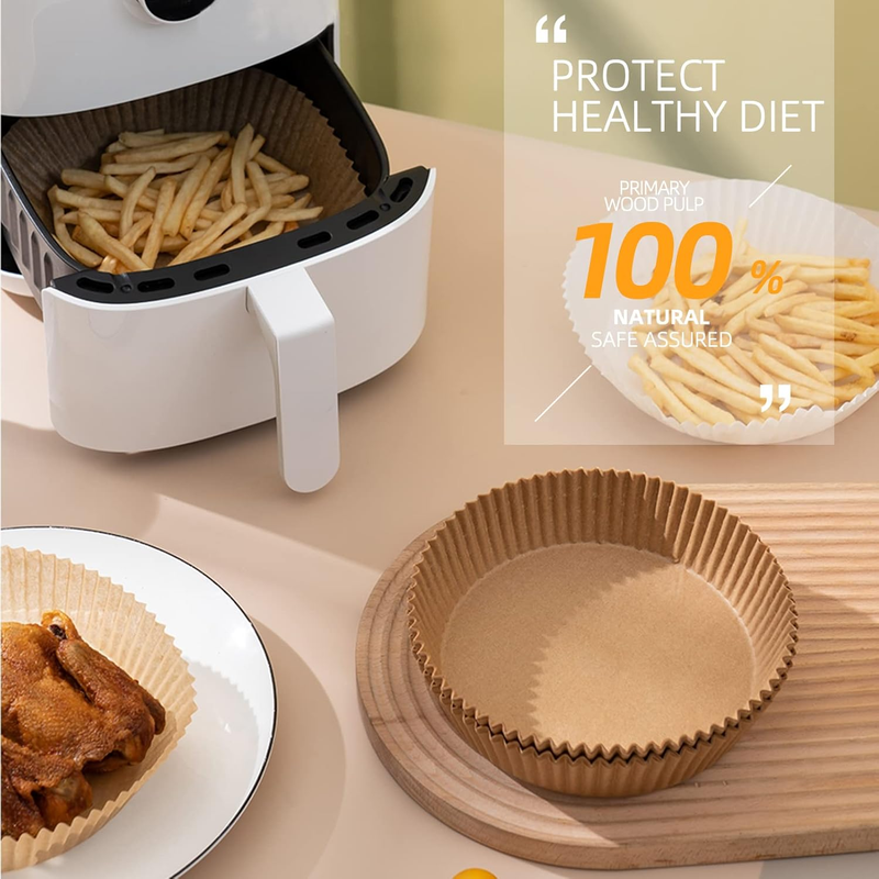 Air Fryer Disposable Paper Liner Round, 7.9 Inch Air Fryer Liners 100 PCS, Bakin