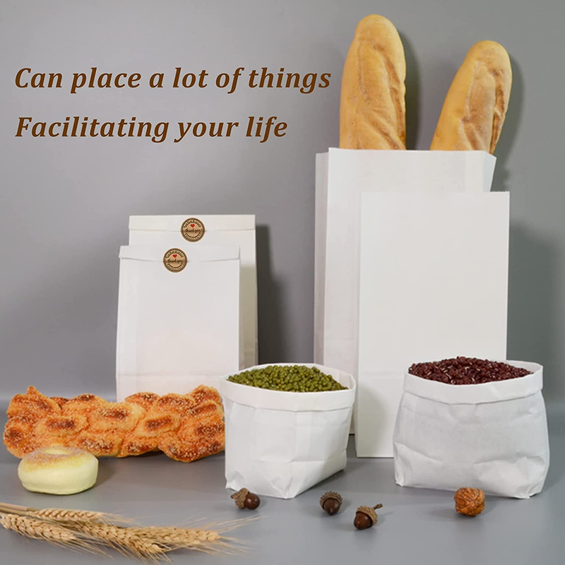 Paper Lunch Bags 50 Count White Lunch Bags Kraft White Paper Bags for Small Busi