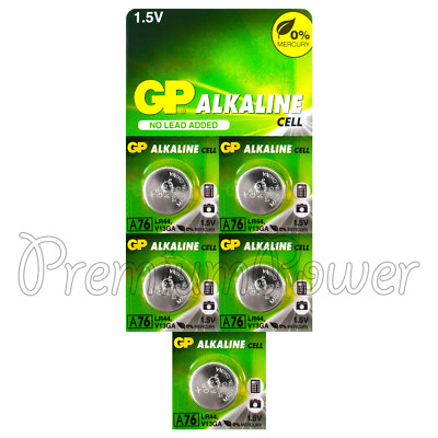 5 x GP Alkaline A76 LR44 batteries 1.5V AG13 303 357 V13GA L1154 SR44