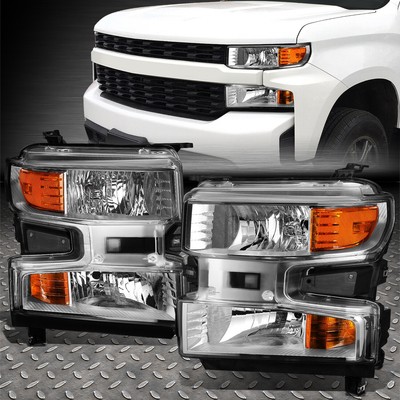 ДЛЯ 19-24 CHEVY SILVERADO 1500 OE В СТИЛЕ OE ХРОМИРОВАННЫЙ КОРПУС ЯНТАРНЫЕ УГЛОВЫЕ ФАРЫ