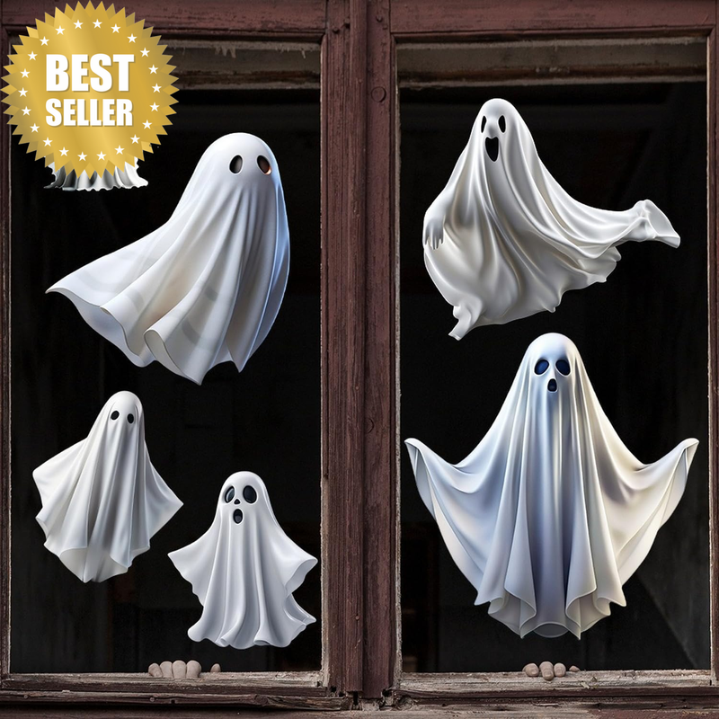 1 Sheet Halloween Ghost Window Clings for Glass Windows Cute White Little Ghost
