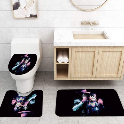 Batgirl 3 Piece Bathroom Rug Set Non Slip Bath Rug Contour Mat Toilet Lid Cover