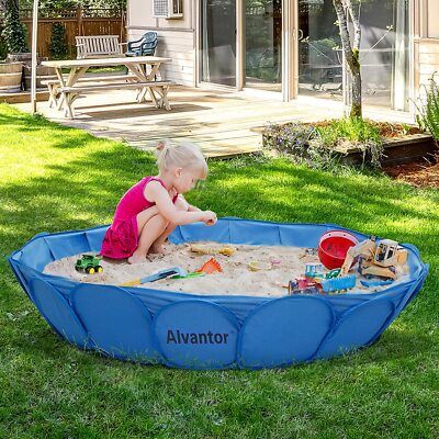 Alvantor 63''x63''x12'' Sandbox Sandpit Outdoor Kids Pool Foldable Dog Bathing Tub