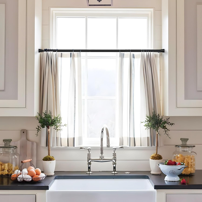 Tension Rods for Windows 28 to 48 Inch Black Curtain Rods No Drilling Tension Ro