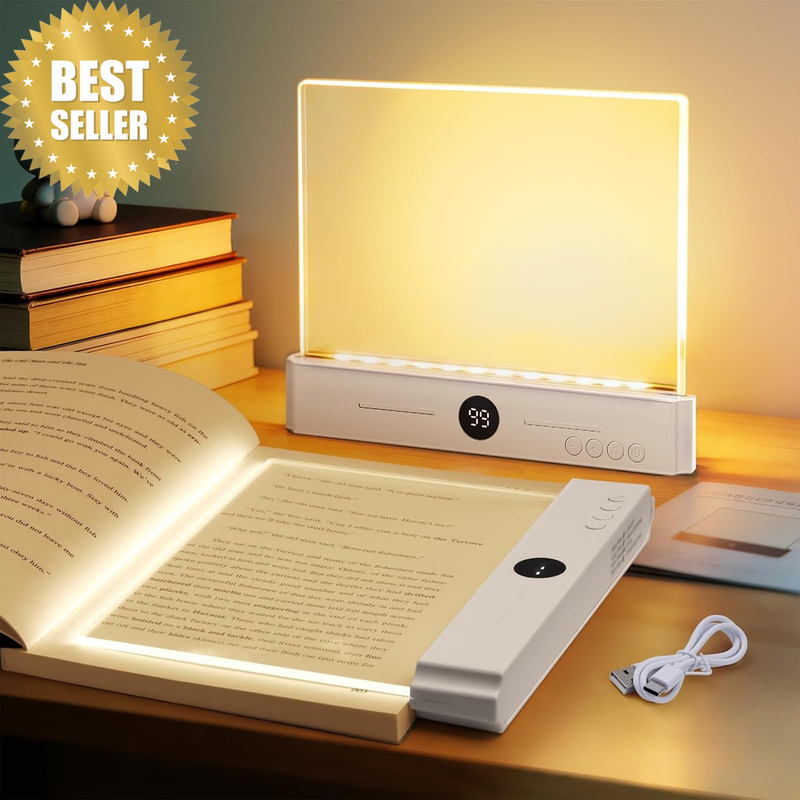 LED Book Light for Reading – Flat Page Night Light (White)