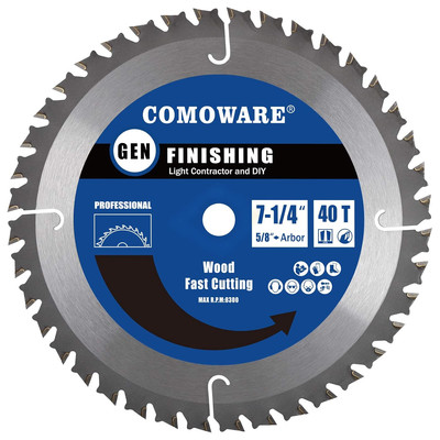 COMOWARE Circular Saw Blade 7 1/4 inch - 40 Tooth ATB, Premium Tip, Anti-Vibrati