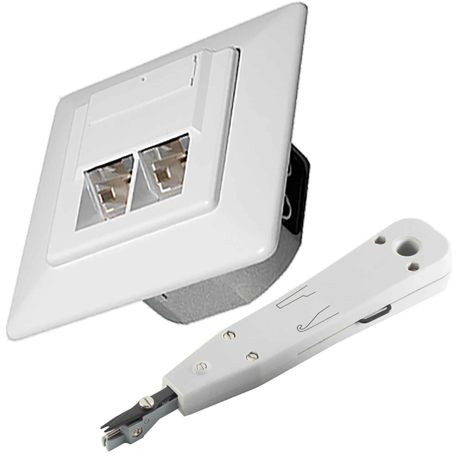  CAT 6A Netzwerkdose Datendose LAN DSL Dose 2 Port 500MHz Unterputz + Werkzeug