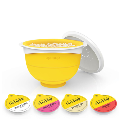 Opopop Microwave Popcorn - Variety 4-Pack Gourmet Popcorn Kit, Collapsible Sili
