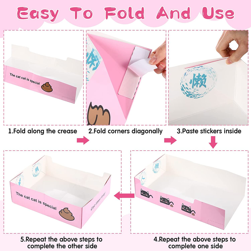 12 Pcs Disposable Cat Litter Box Collapsible Travel Cat Litter Tray Waterproof C