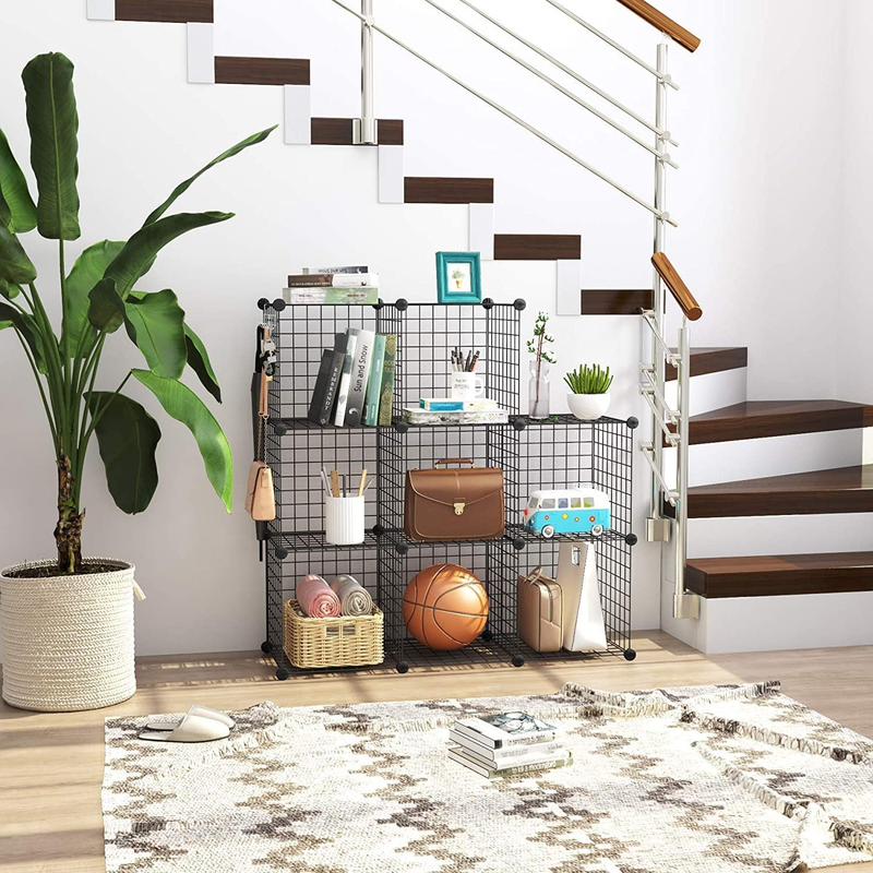 Wire Storage Cubes, Metal Grids Bookshelf, Modular Shelving Units, Stackable Boo