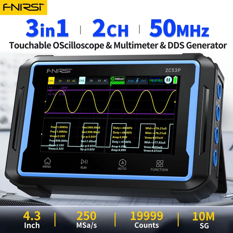 2C53P 3 in 1 Digital Handled Oscilloscope Multimeter Signal Generator Touch Scre